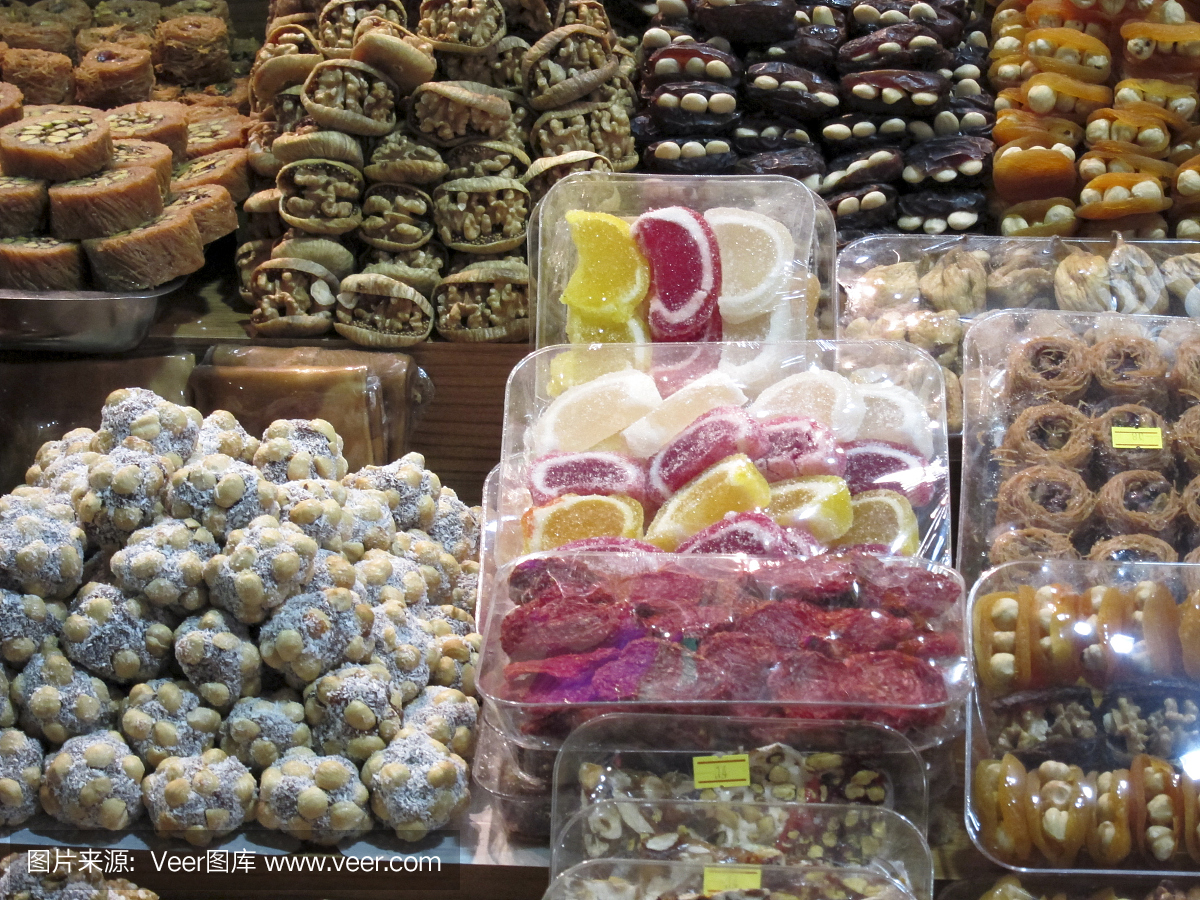 蜜饯和干果,香料,集市,伊斯坦布尔,土耳其